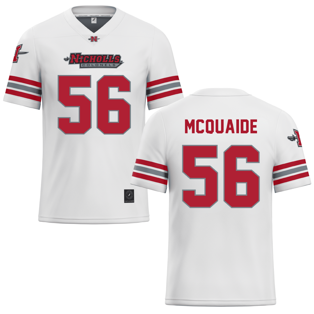 Nicholls State University White Football Jersey - #56 Pat McQuaide