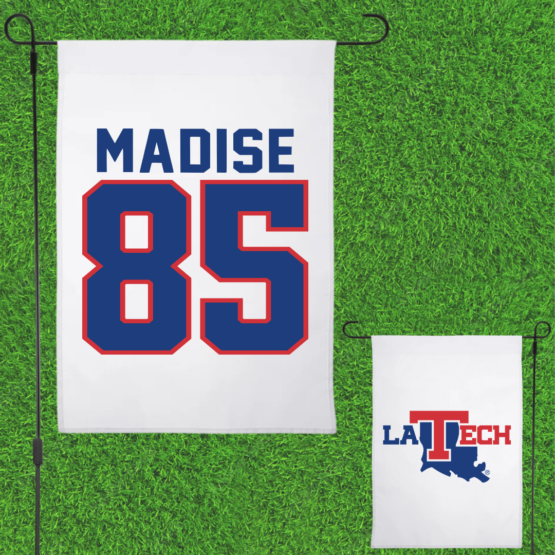 Louisiana Tech University Football White Garden Flag - #85 Adem Madise