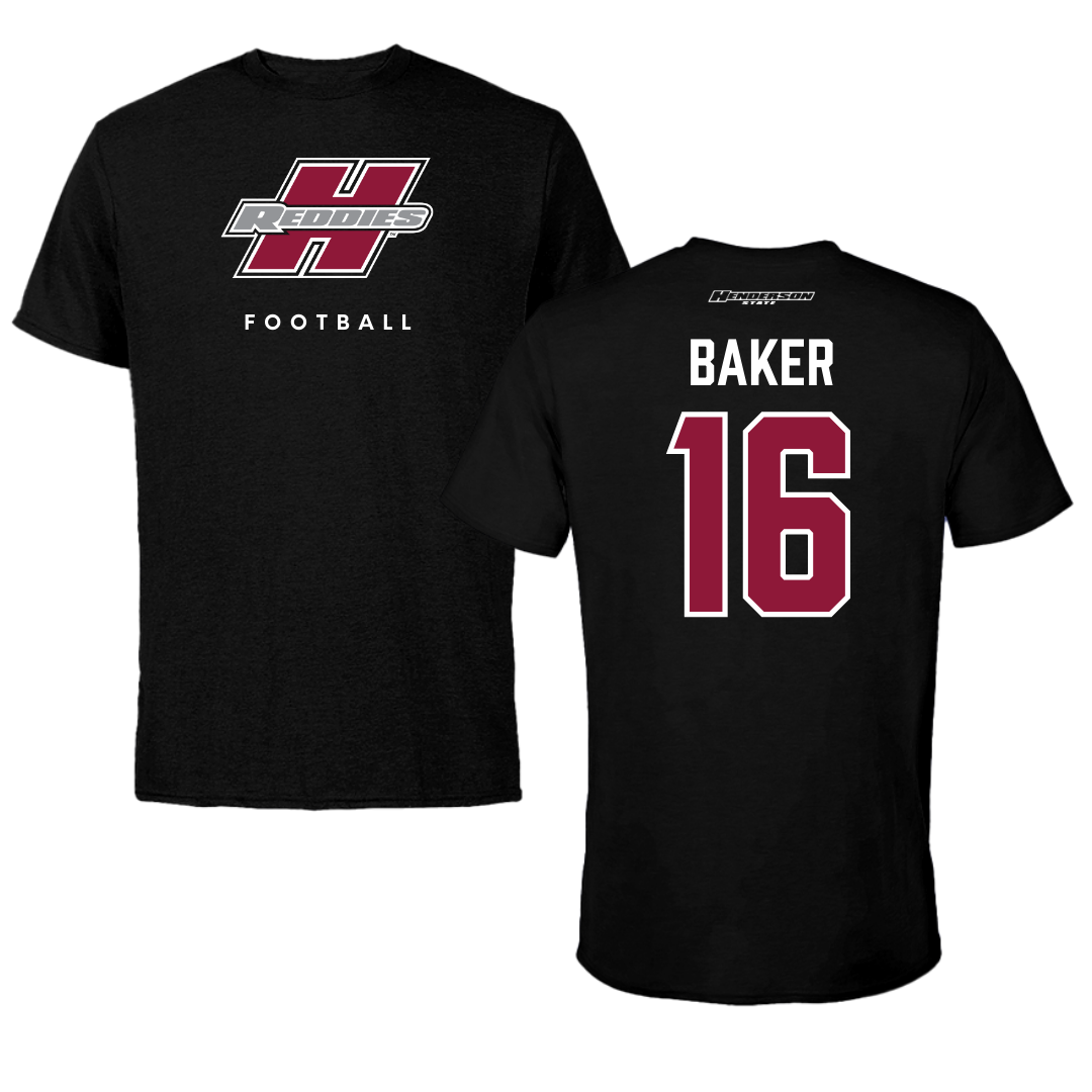 Henderson State University Football Black Performance Tee - #16 Zach Baker