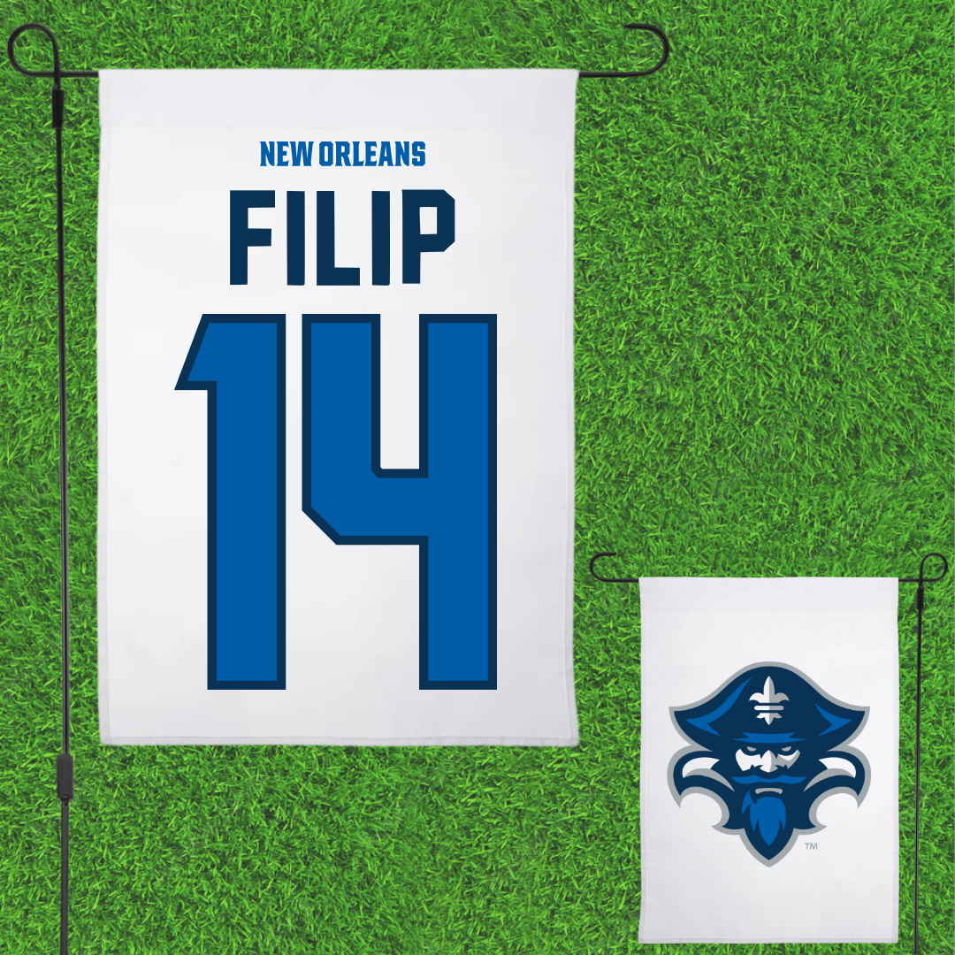 University of New Orleans Volleyball White Garden Flag - #14 Ola Filip