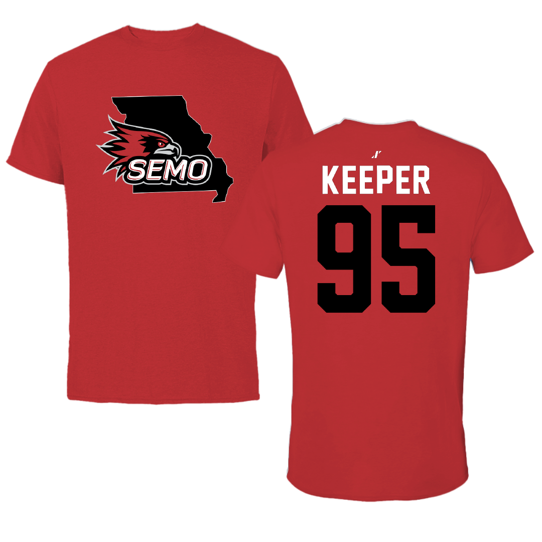 Southeast Missouri State University Football Red State Tee - #95 Sam Keeper