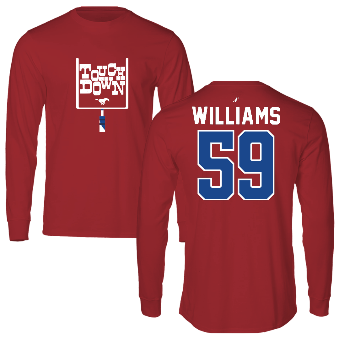 Southern Methodist University Football Canvas Red Touchdown Long Sleeve - #59 PJ Williams
