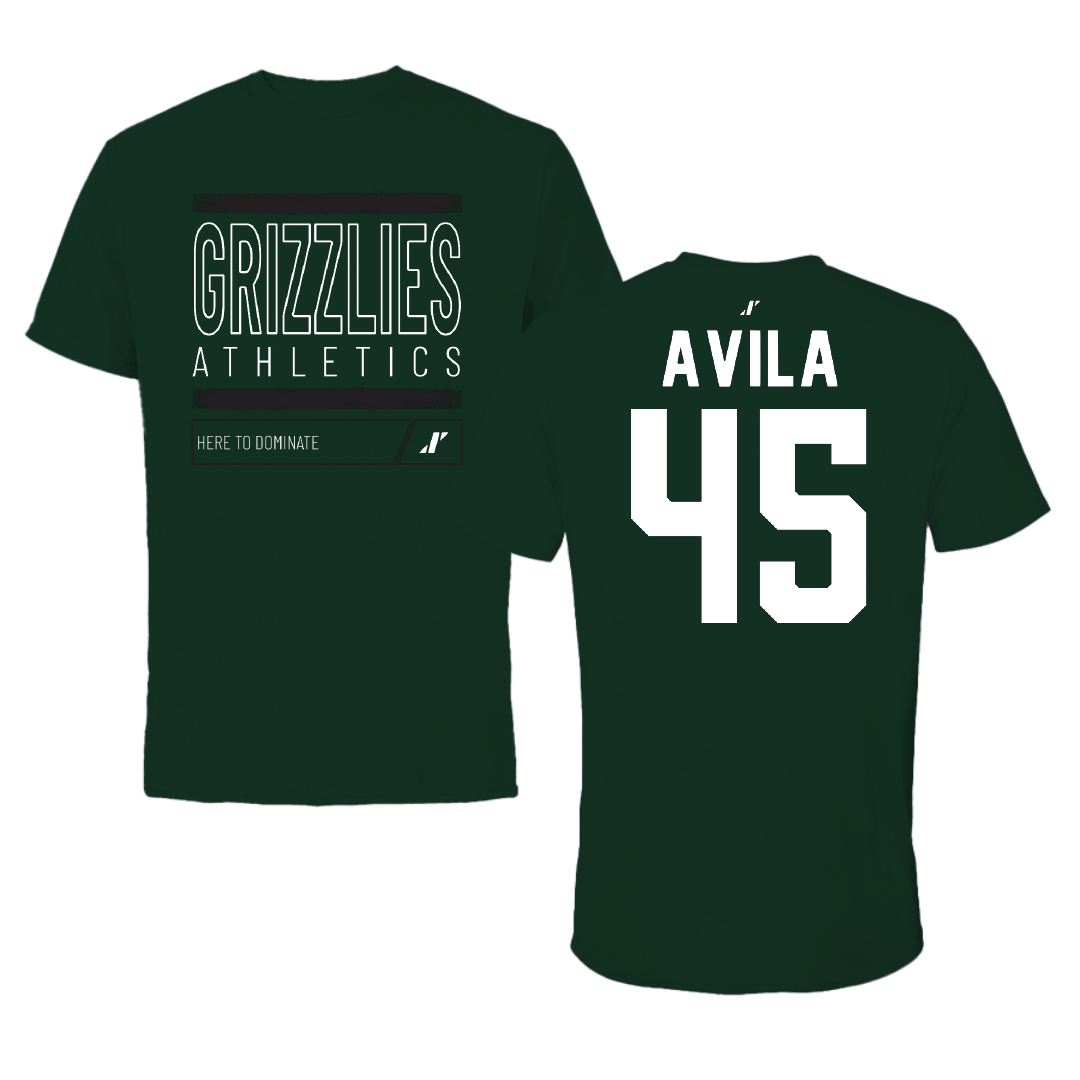 Adams State University Soccer Forest Green Dominate Tee - #45 Caleb Avila