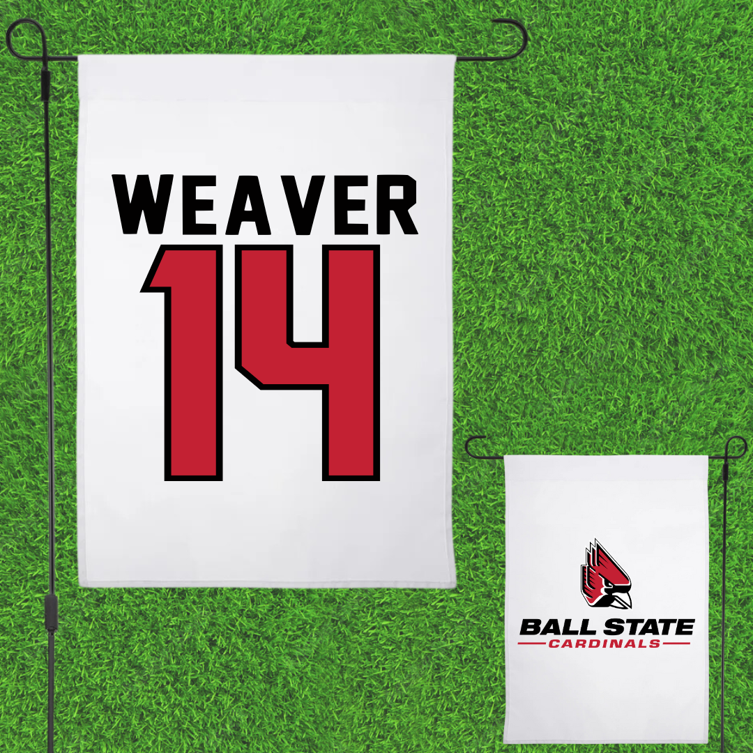 Ball State University Softball White Garden Flag - #14 Maddie Weaver