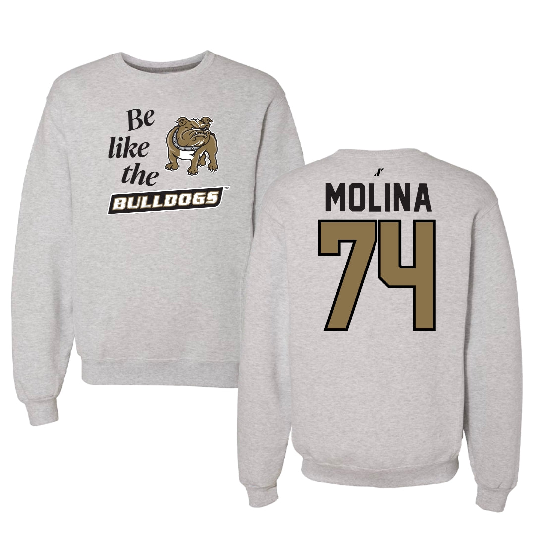 Bryant University Football Light Gray Be Like Us Crewneck - #74 Nick Molina