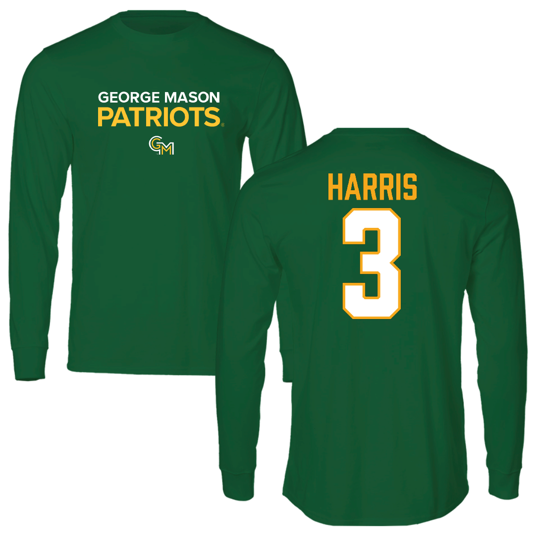 George Mason University Basketball Green Performance Long Sleeve - #3 Kennedy Harris
