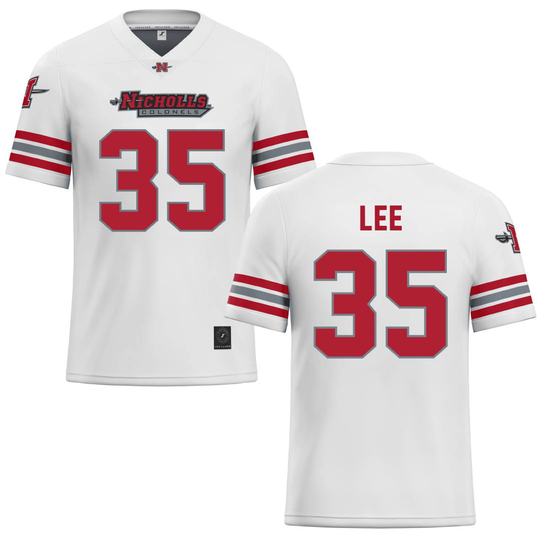Nicholls State University White Football Jersey - #35 Ethan Lee
