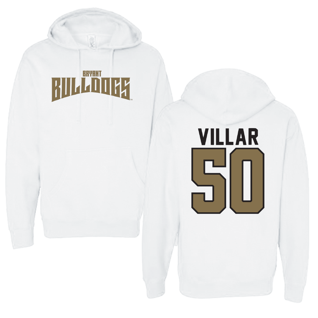 Bryant University Football White Classic Hoodie - #50 Maximus Villar