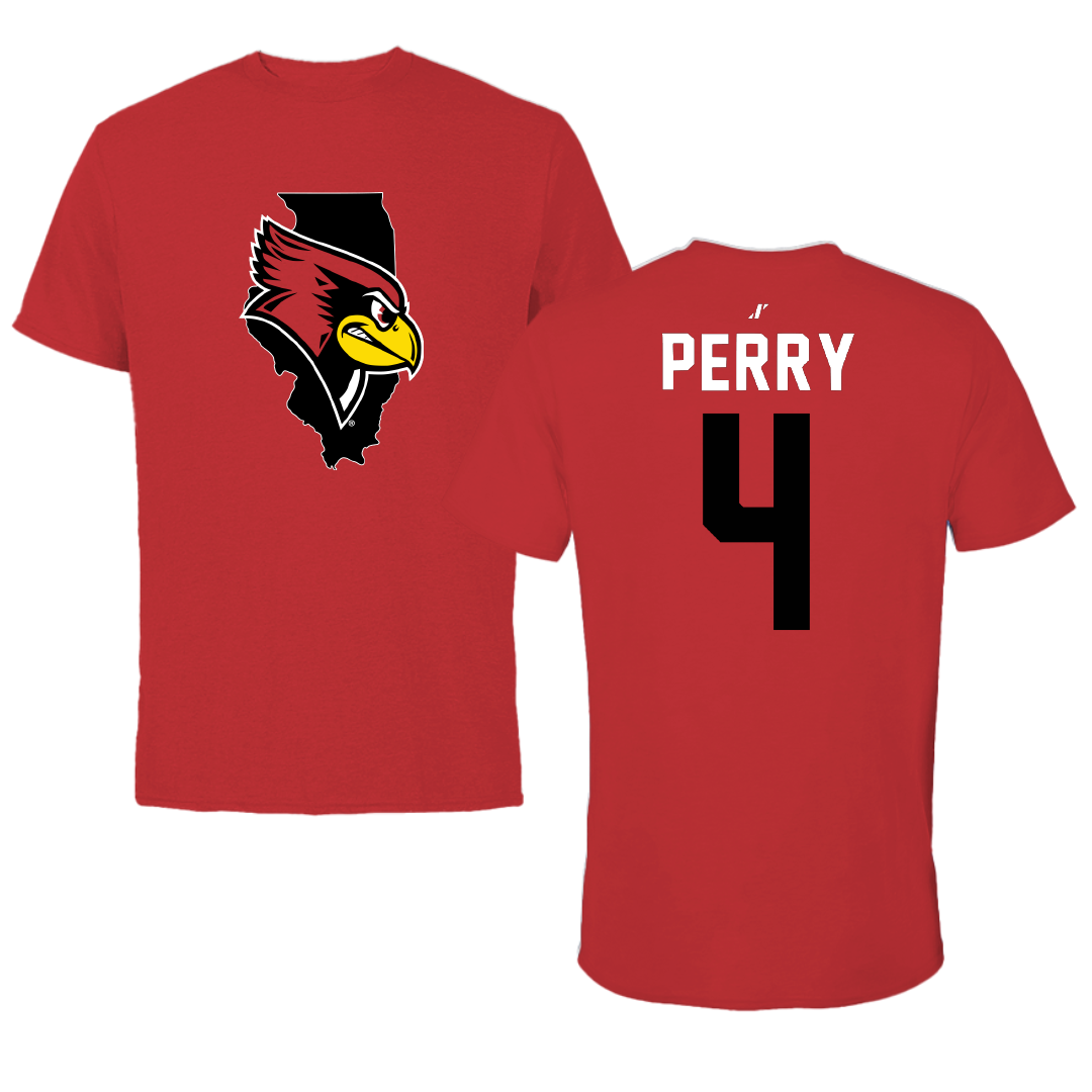 Illinois State University Baseball Red State Performance Tee - #4 Tanner Perry