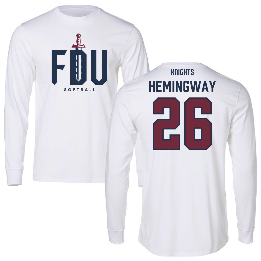Fairleigh Dickinson University-Metropolitan Campus Softball White Long Sleeve - #26 Jordyn Hemingway