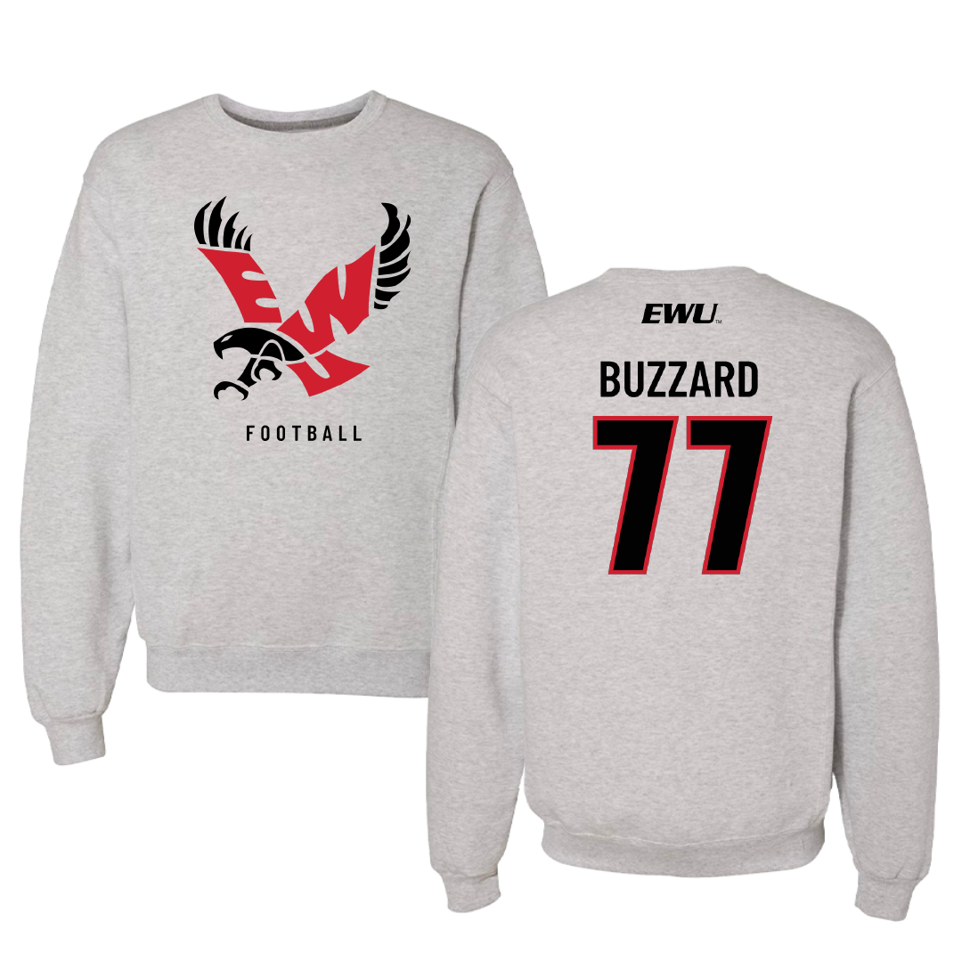 Eastern Washington University Football Gray Crewneck - #77 William Buzzard