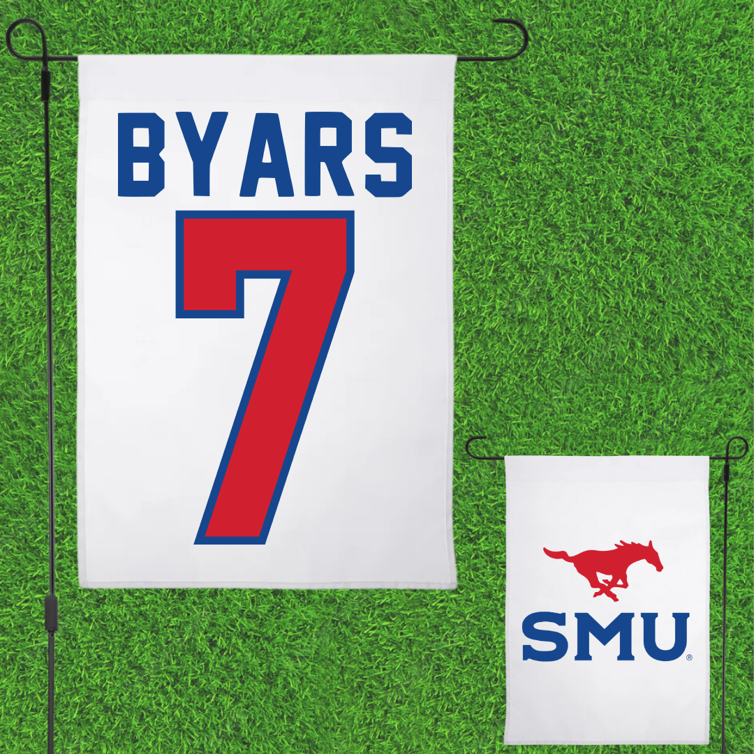 Southern Methodist University Soccer White Garden Flag - #7 Truth Byars