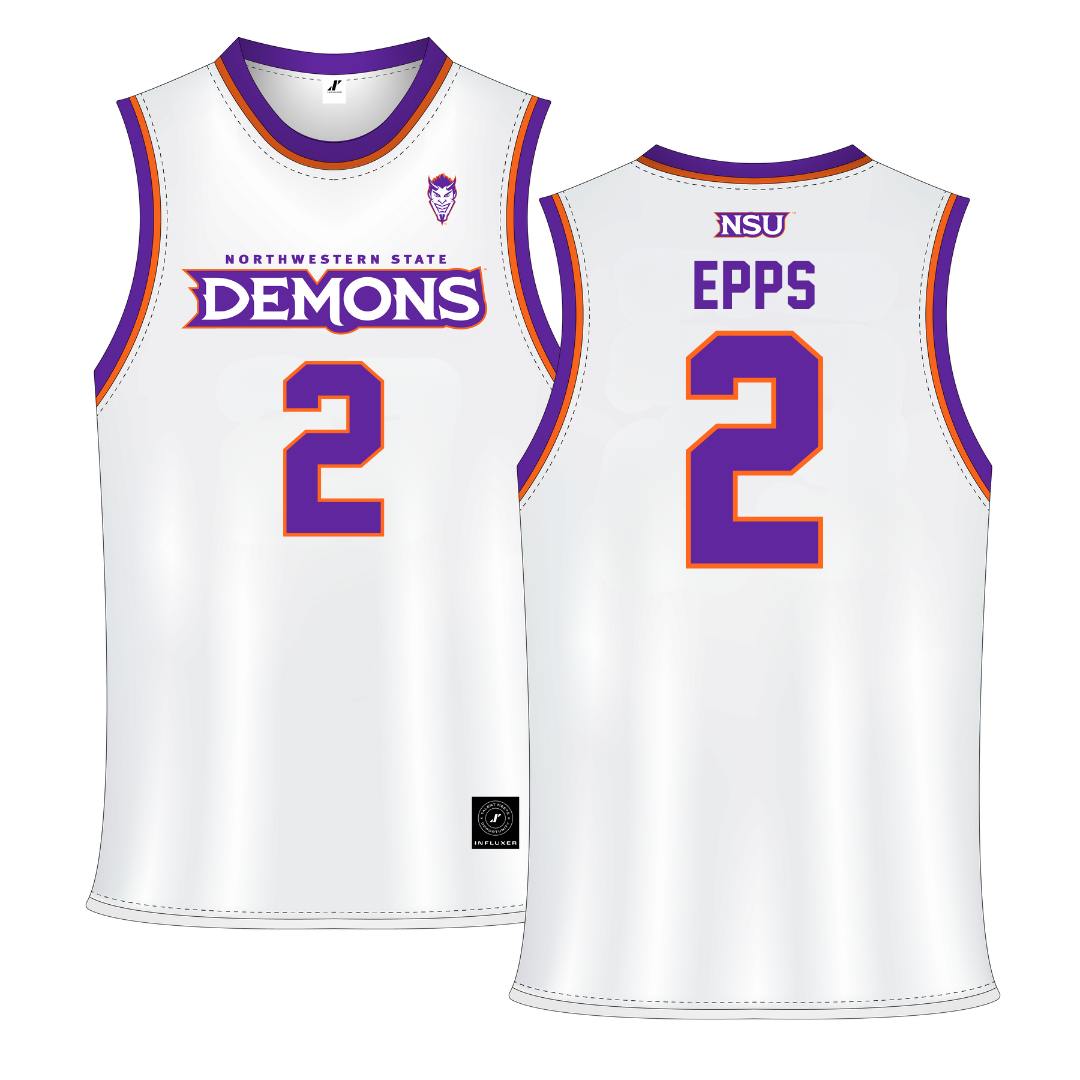 Northwestern State University White Basketball Jersey - #2 Jamison Epps