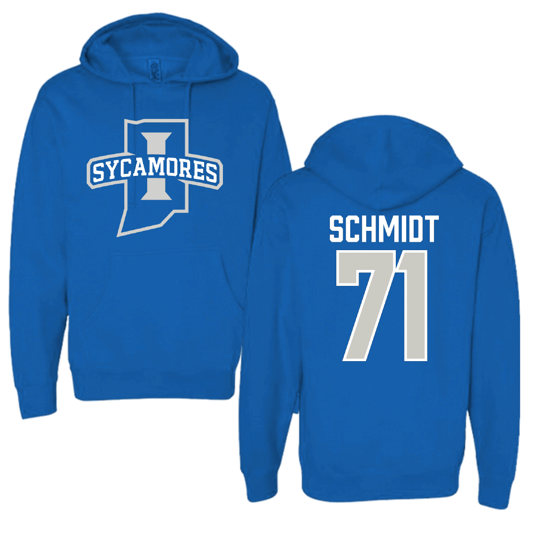 Indiana State University Football Blue Hoodie - #71 Carter Schmidt