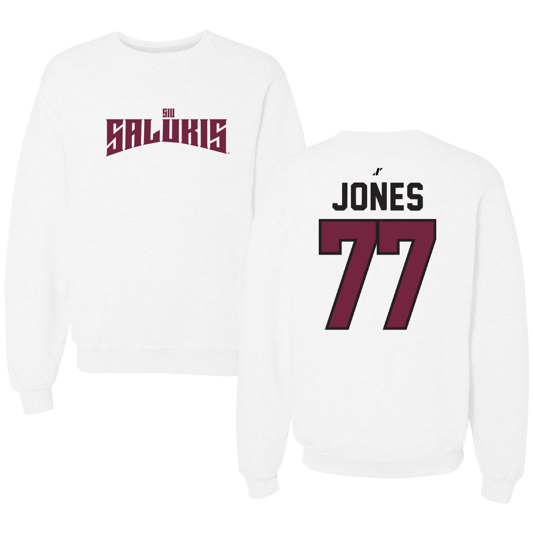 Southern Illinois University at Carbondale Softball White Classic Crewneck - #77 Sidney Jones