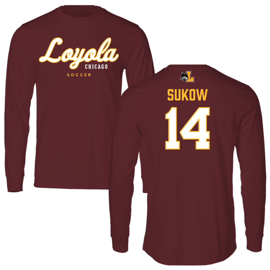 Loyola University-Chicago Soccer Maroon Block Long Sleeve - #14 Jason Sukow