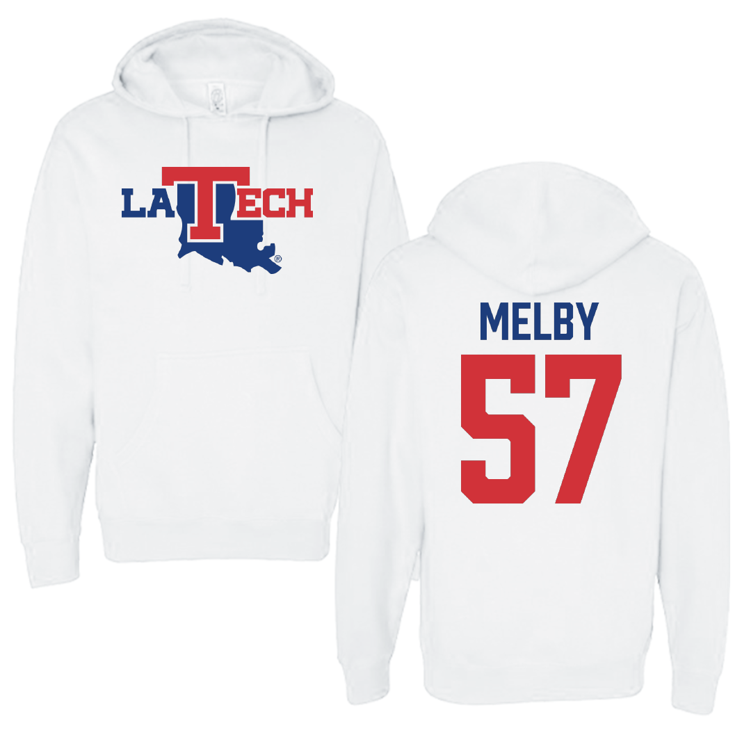 Louisiana Tech University Baseball White Hoodie - #57 Will Melby