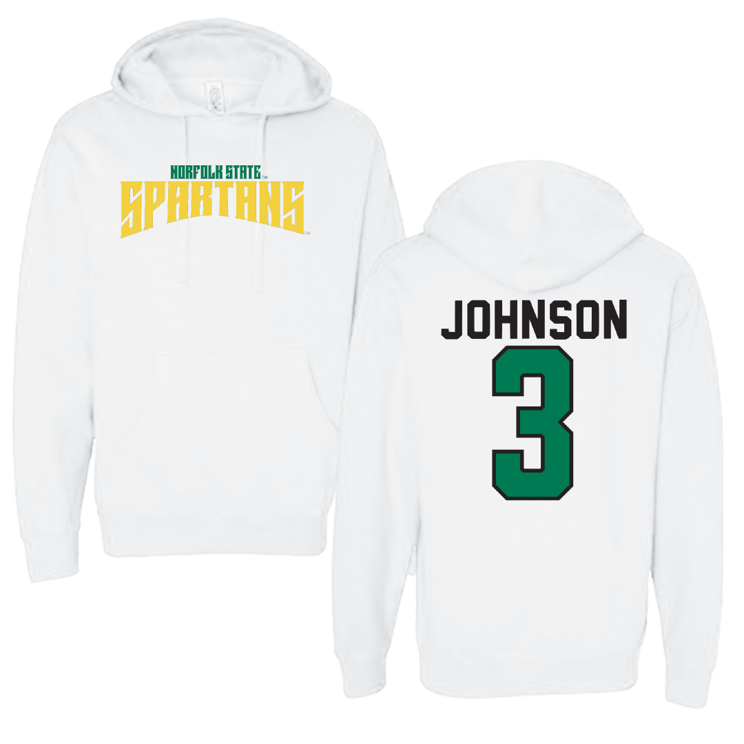 Norfolk State University Basketball White Classic Hoodie - #3 Diamond Johnson
