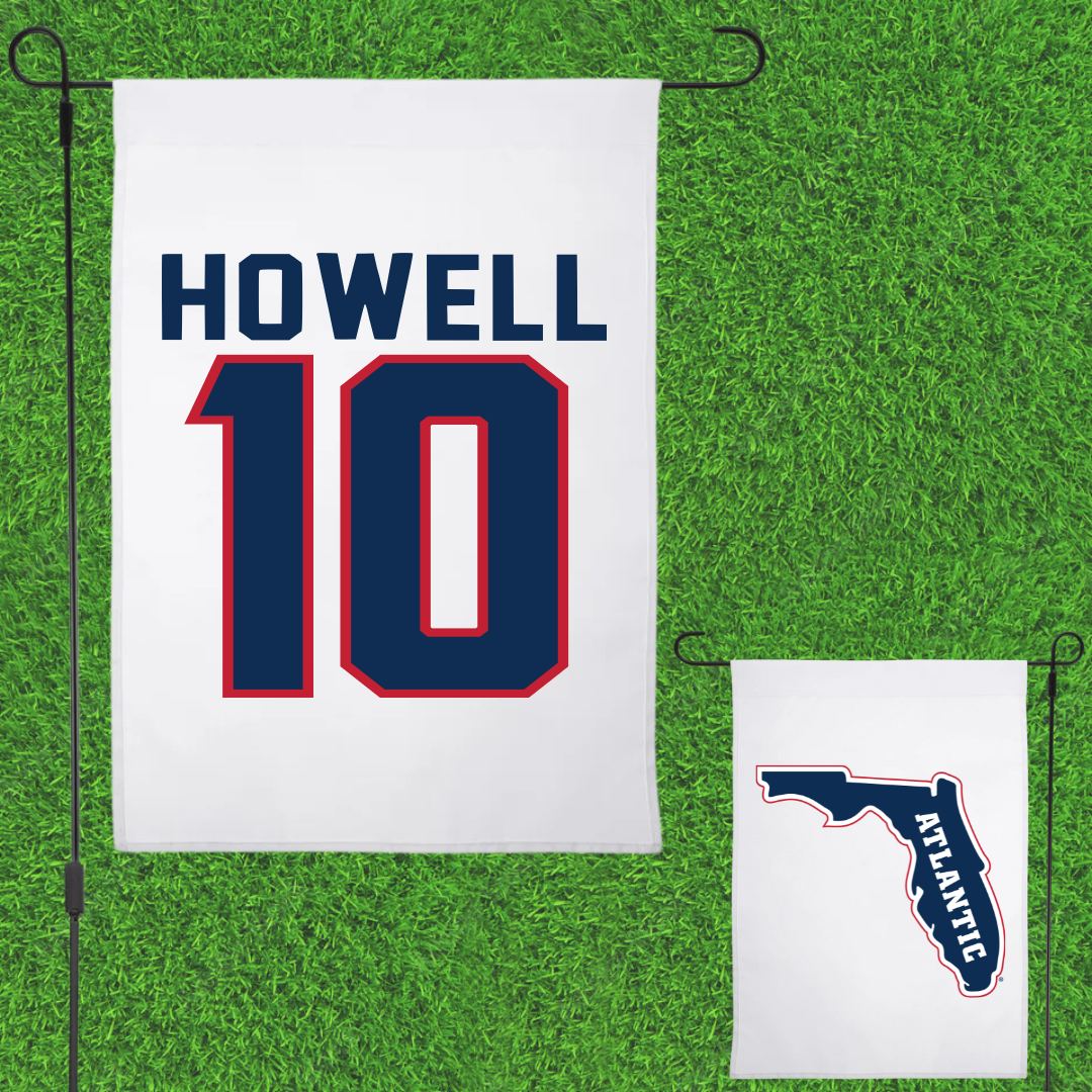 Florida Atlantic University Soccer White Garden Flag - #10 Jamie Howell