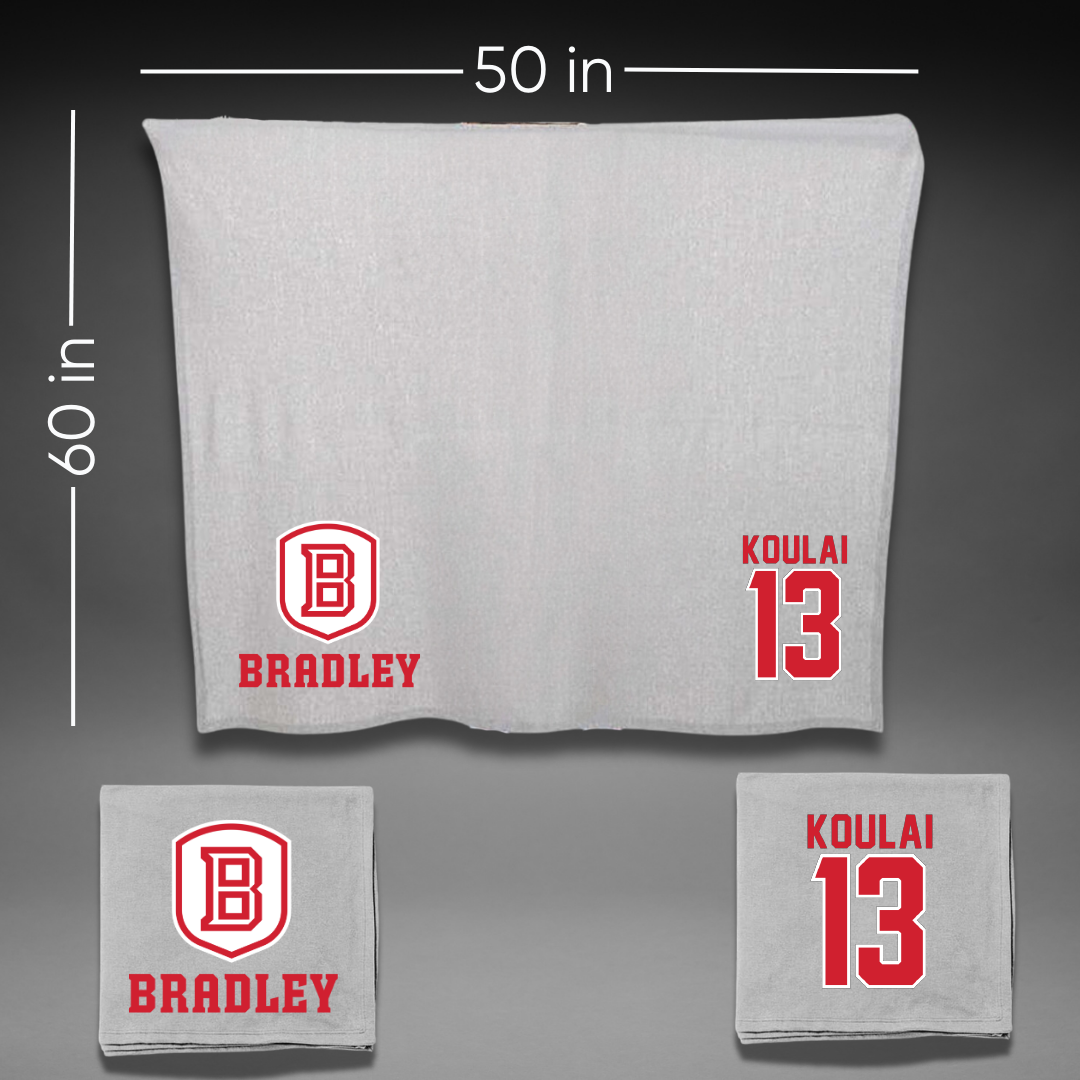 Bradley University Soccer Gray Blanket - #13 Dj Koulai