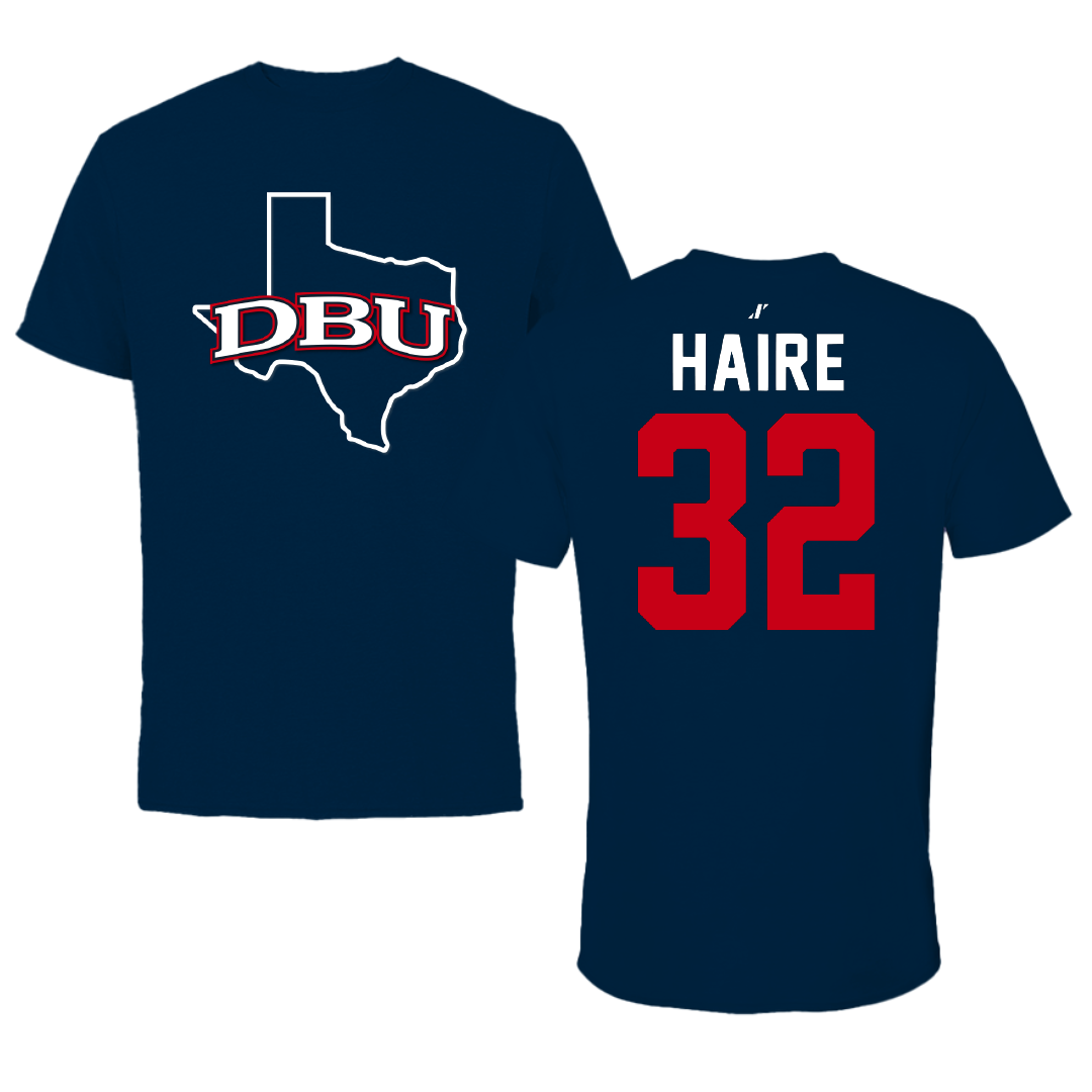 Dallas Baptist University Basketball Navy State Performance Tee - #32 Justin Haire
