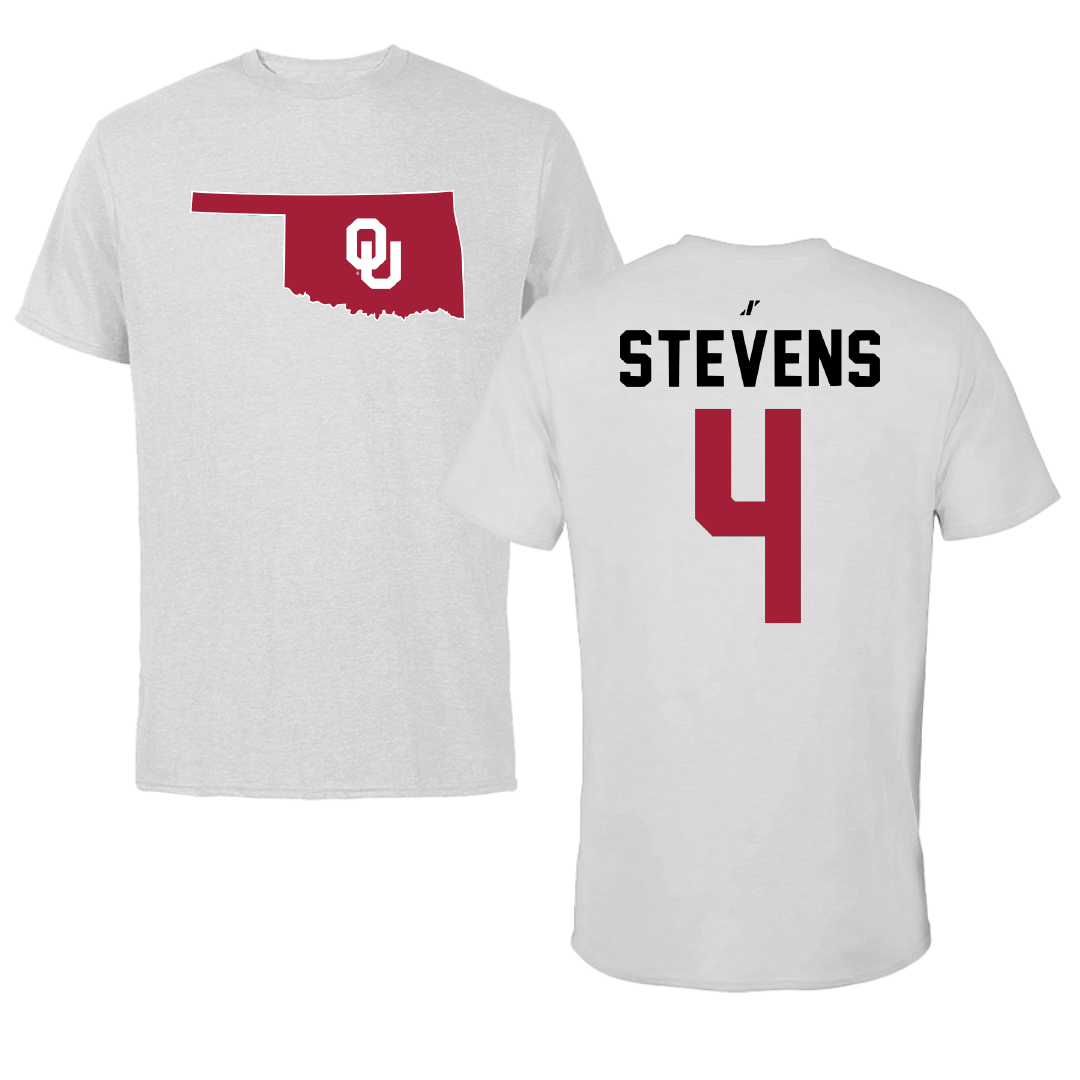 University of Oklahoma Soccer Light Gray State Tee - #4 Avery Stevens