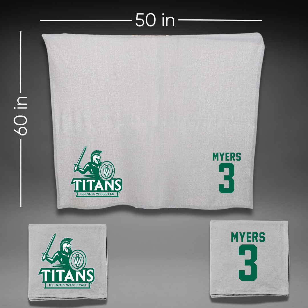 Illinois Wesleyan University Volleyball Gray Blanket - #3 Ryan Myers