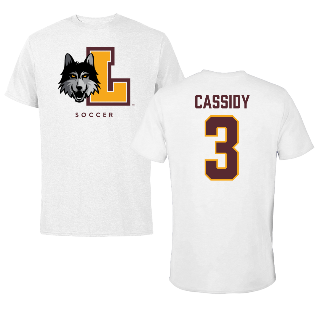Loyola University-Chicago Soccer White Tee - #3 Amanda Cassidy