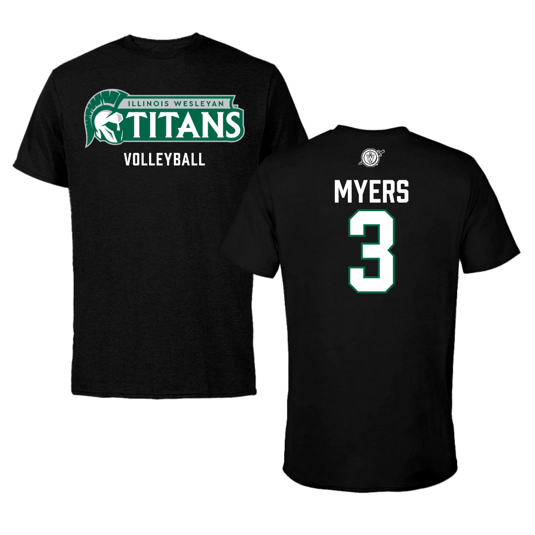 Illinois Wesleyan University Volleyball Black Tee - #3 Ryan Myers