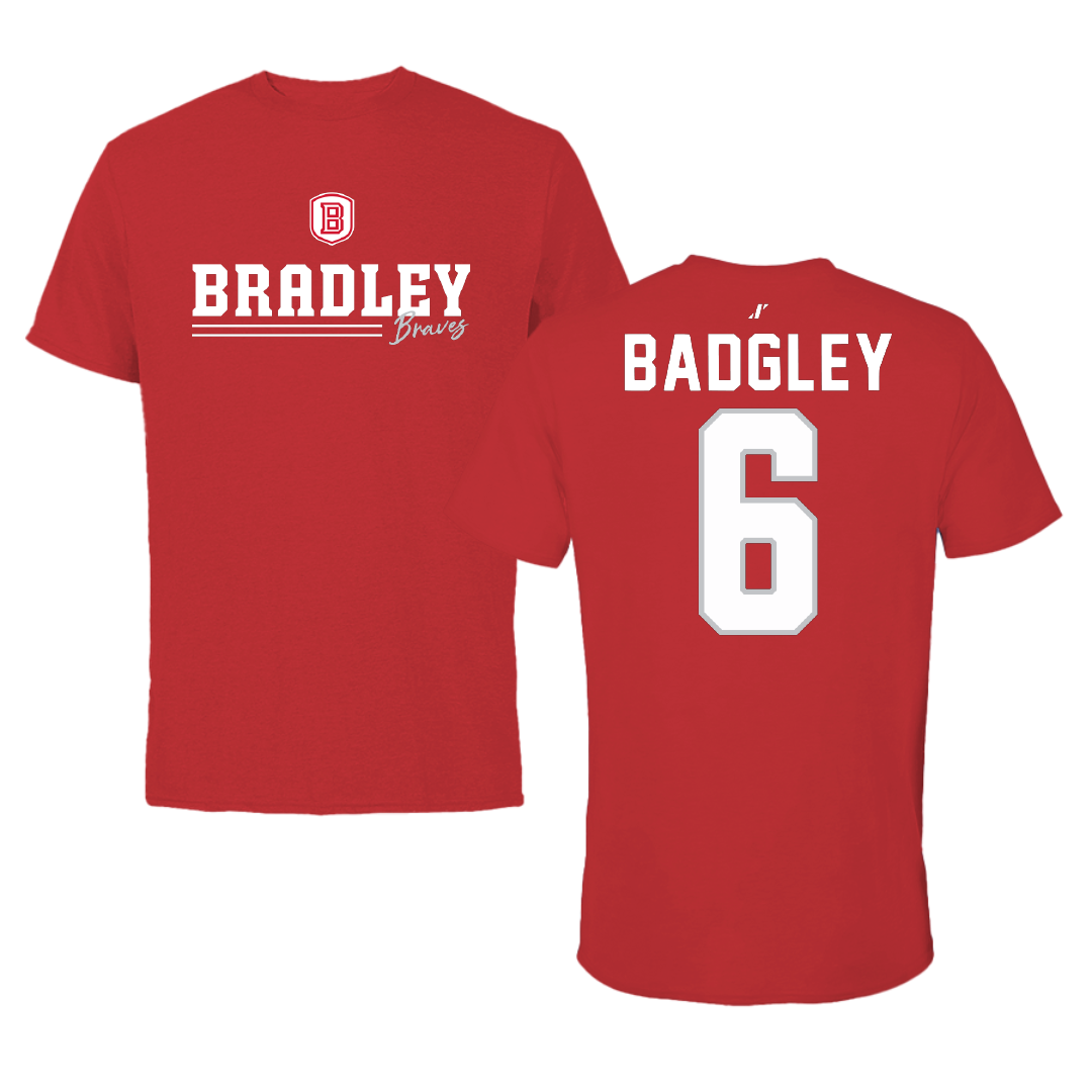 Bradley University Softball Red General Tee - #6 Abbott Badgley