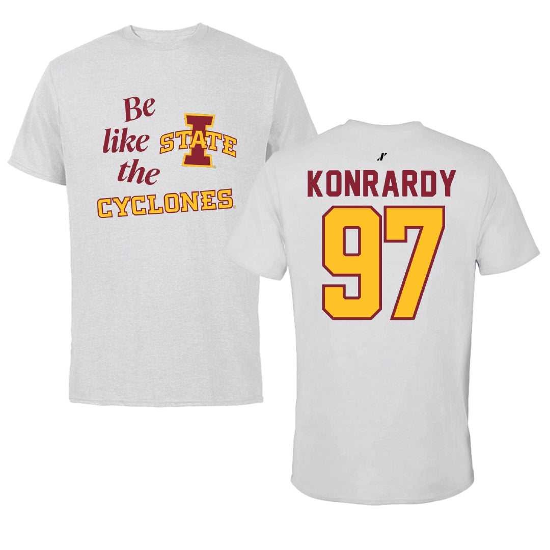 Iowa State University Football Light Gray Be Like Us Tee - #97 Kyle Konrardy