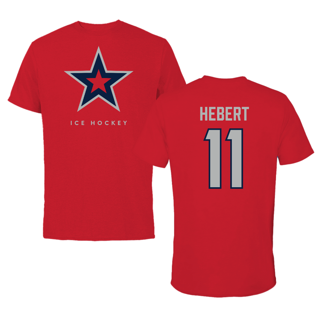 Robert Morris University Ice Hockey Red Performance Tee - #11 Cameron Hebert