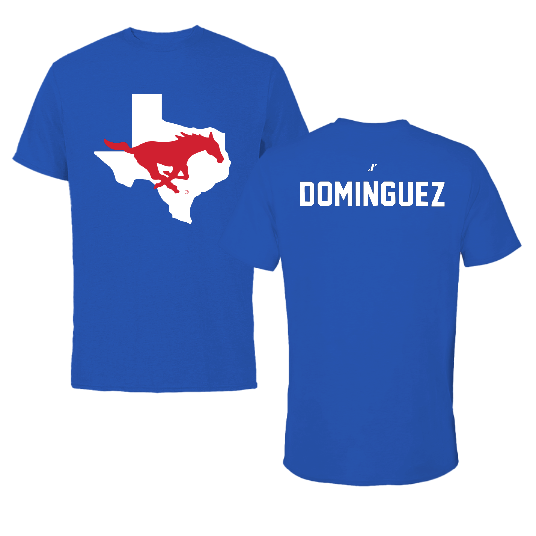 Southern Methodist University Soccer Blue State Tee - #18 Martin Dominguez