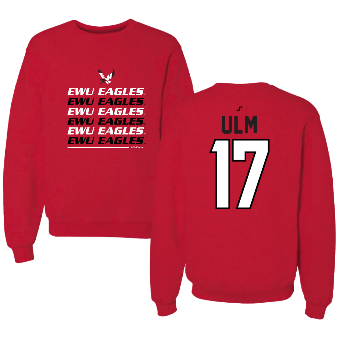 Eastern Washington University Football Red General Crewneck - #17 Nolan Ulm