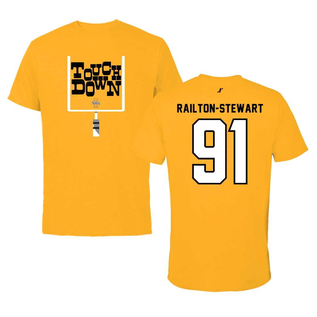 University of Idaho Football Gold Touchdown Performance Tee - #91 Malakai Railton-Stewart