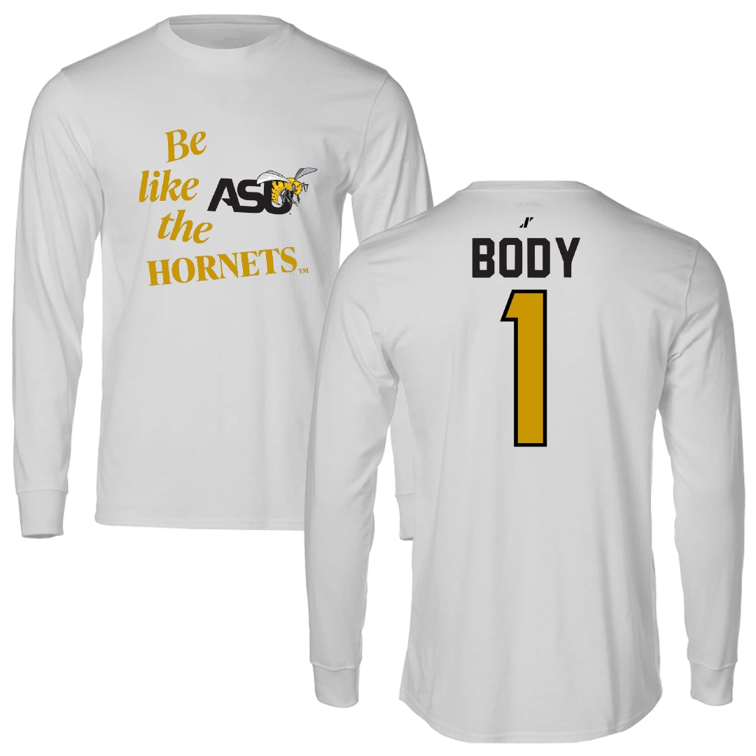 Alabama State University Football Light Gray Be Like Us Performance Long Sleeve - #1 Andrew Body