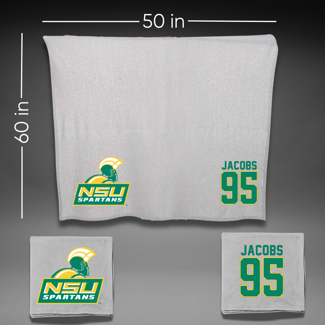 Norfolk State University Football Gray Blanket - #95 Levontae Jacobs