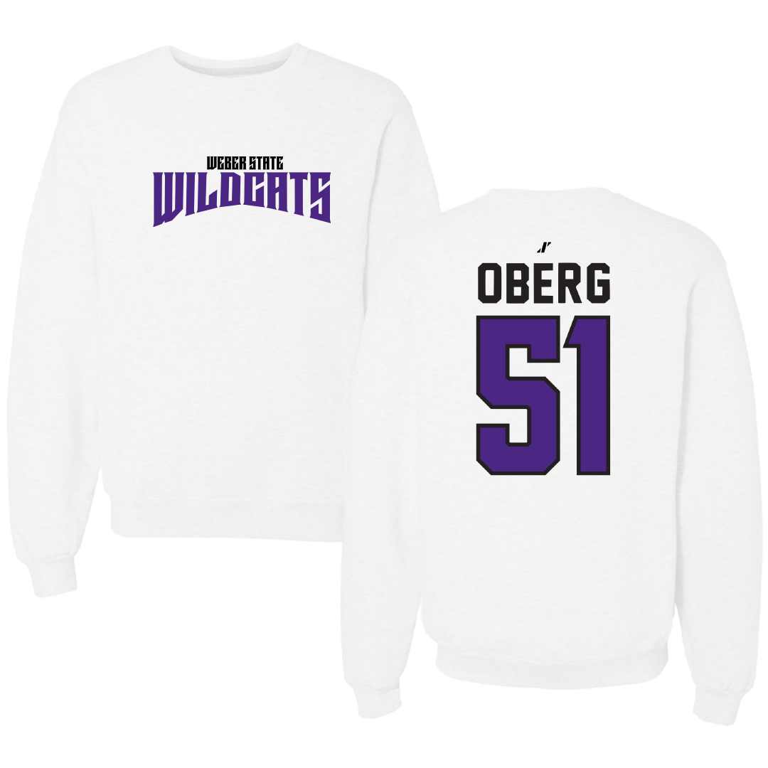 Weber State University Football White Classic Crewneck - #51 Ashden Oberg