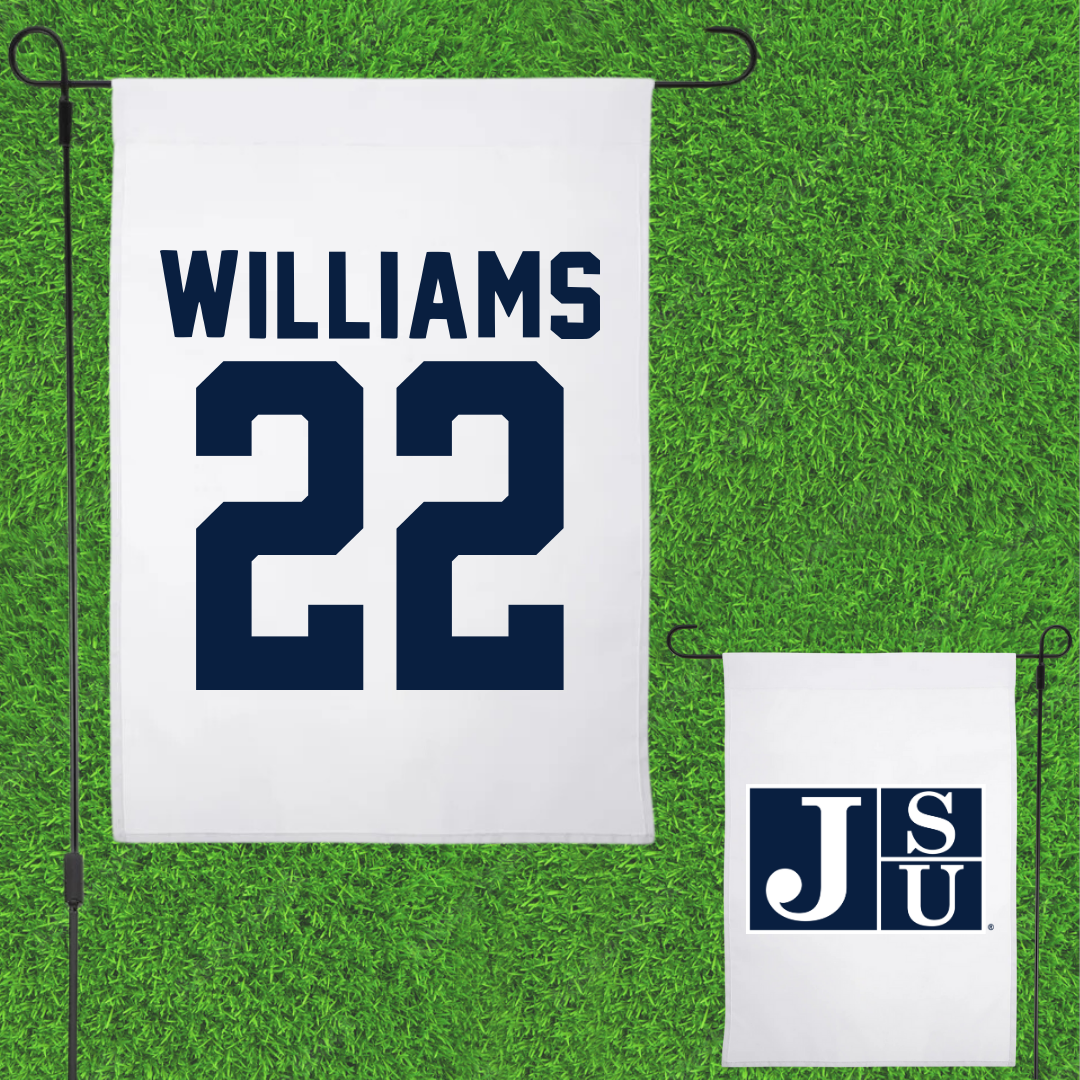 Jackson State University Baseball White Garden Flag - #22 Isaiah Williams