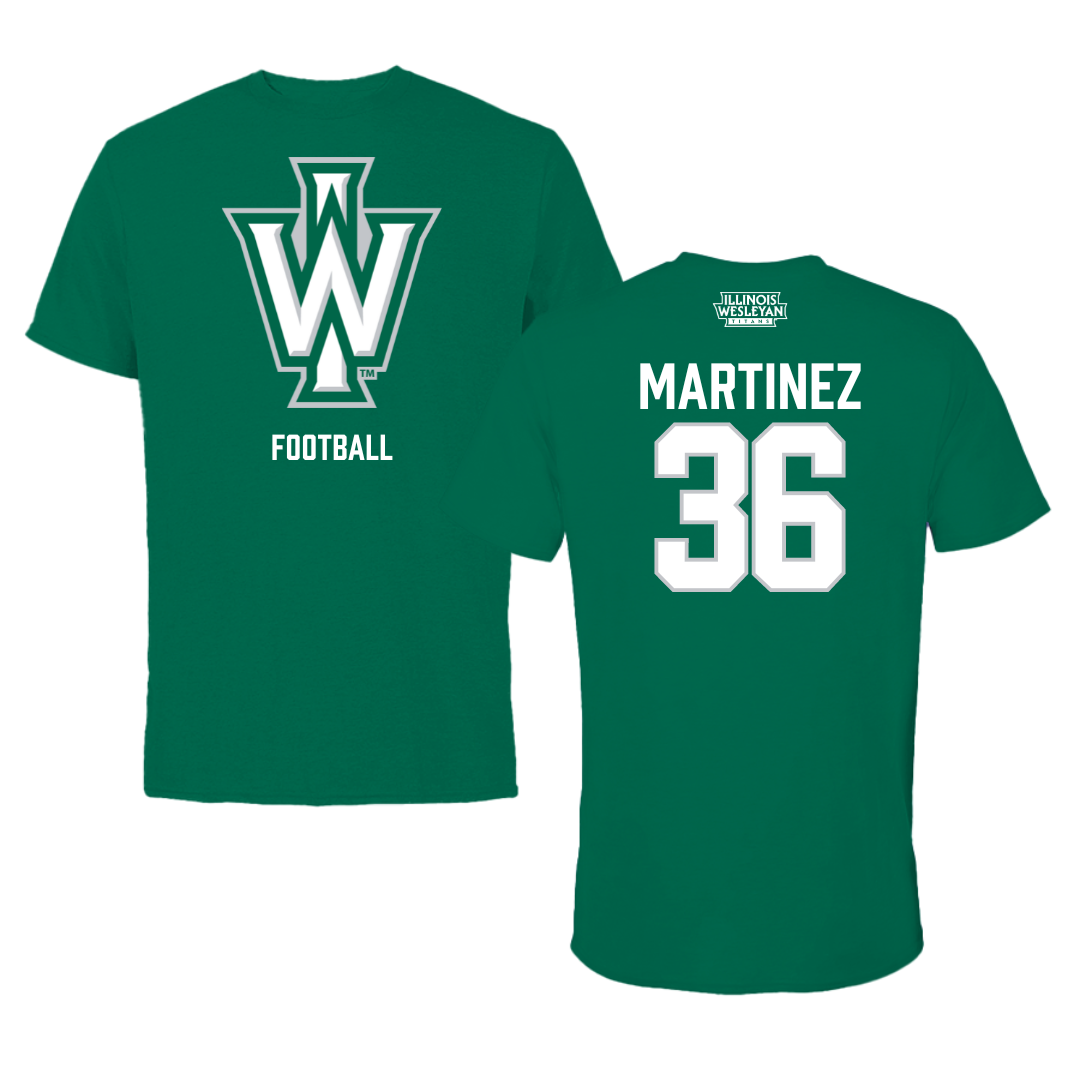 Illinois Wesleyan University Football Green Tee - #36 Yahir Martinez