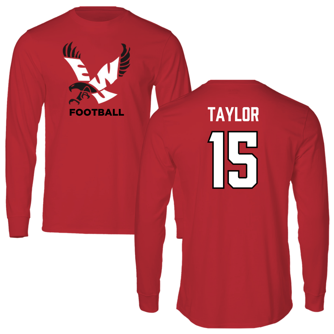 Eastern Washington University Football Red EWU Long Sleeve - #15 Jared Taylor