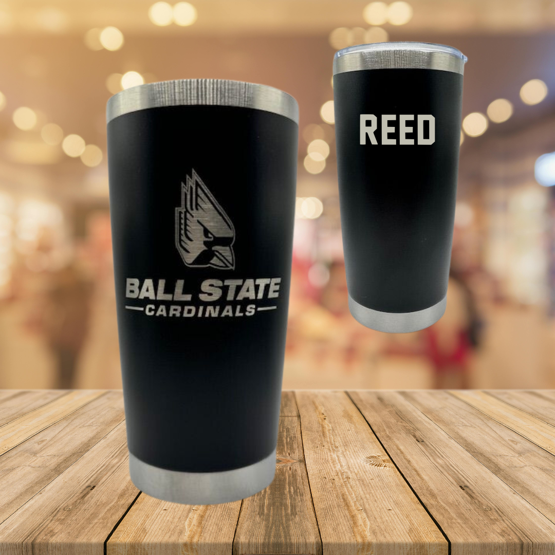 Ball State University Swimming & Diving Black Stainless Steel Tumbler - Kenny Reed