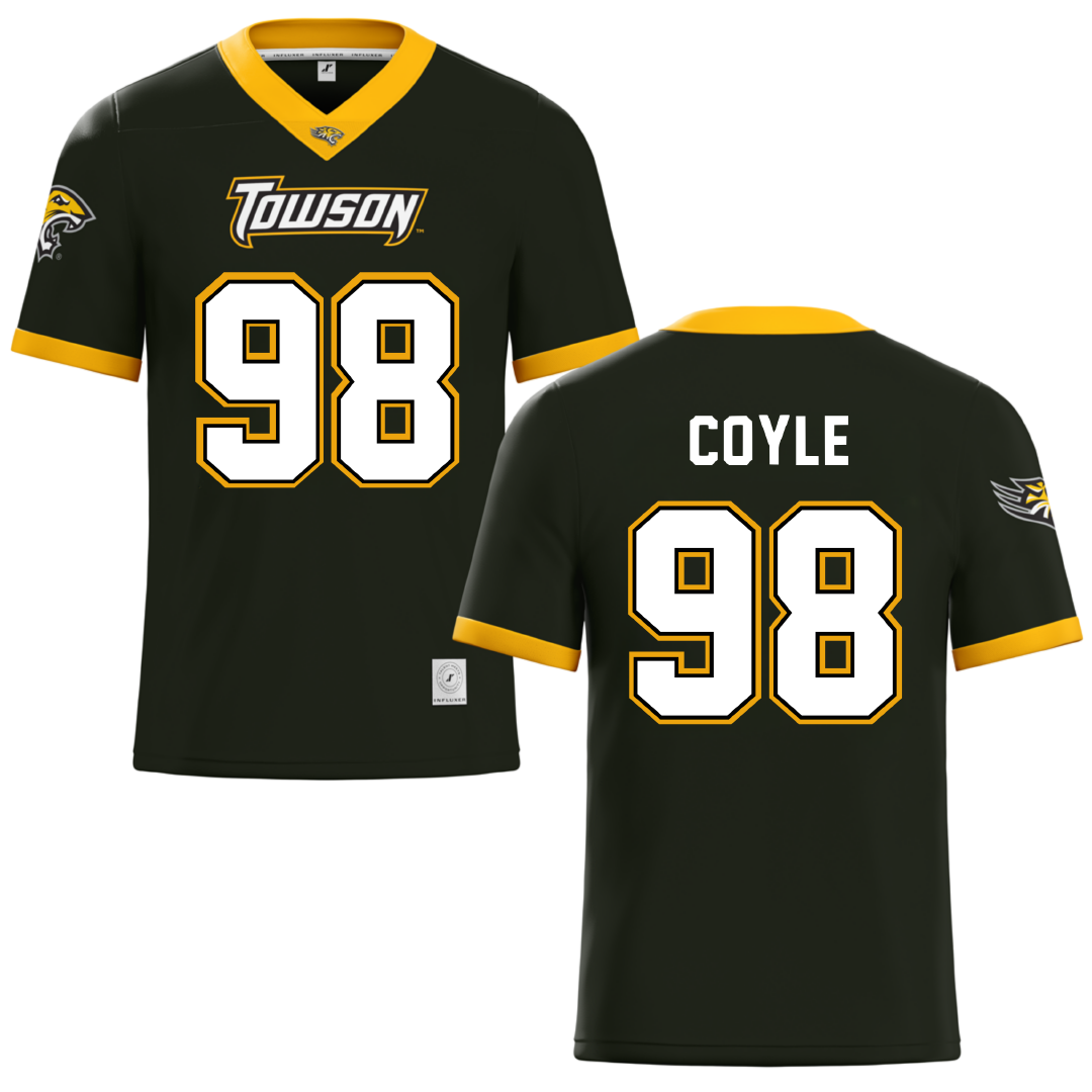 Towson University Black Football Jersey - #98 Patrick Coyle