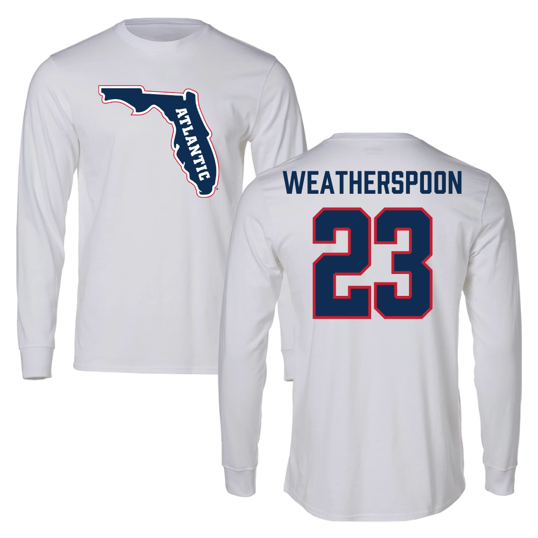 Florida Atlantic University Basketball White Long Sleeve - #23 Brandon Weatherspoon
