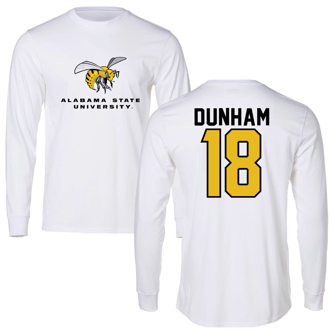 Alabama State University Soccer White Block Long Sleeve - #18 Morgan Dunham