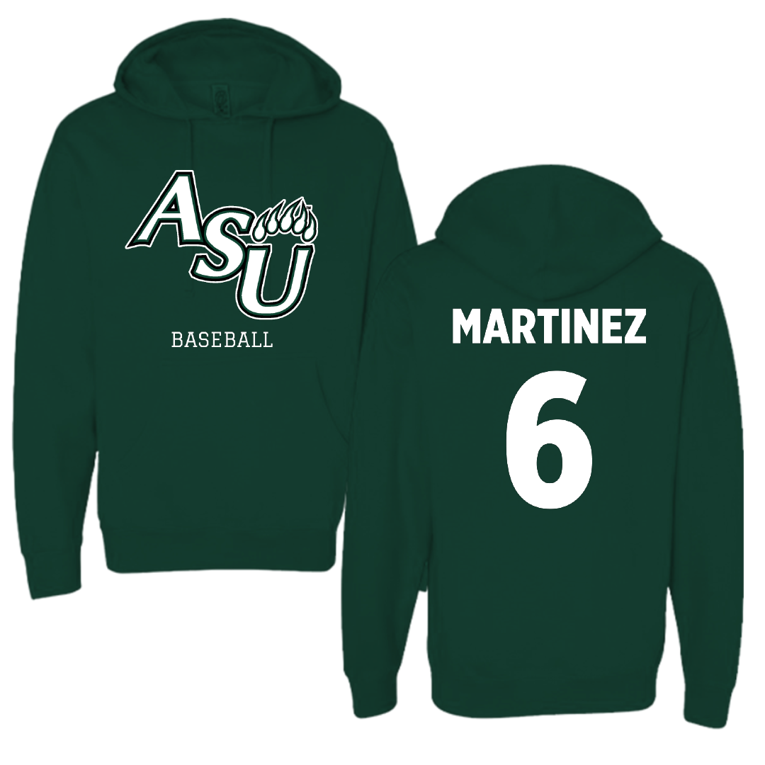 Adams State University Baseball Forest Green Block Hoodie - #6 Gunner Martinez