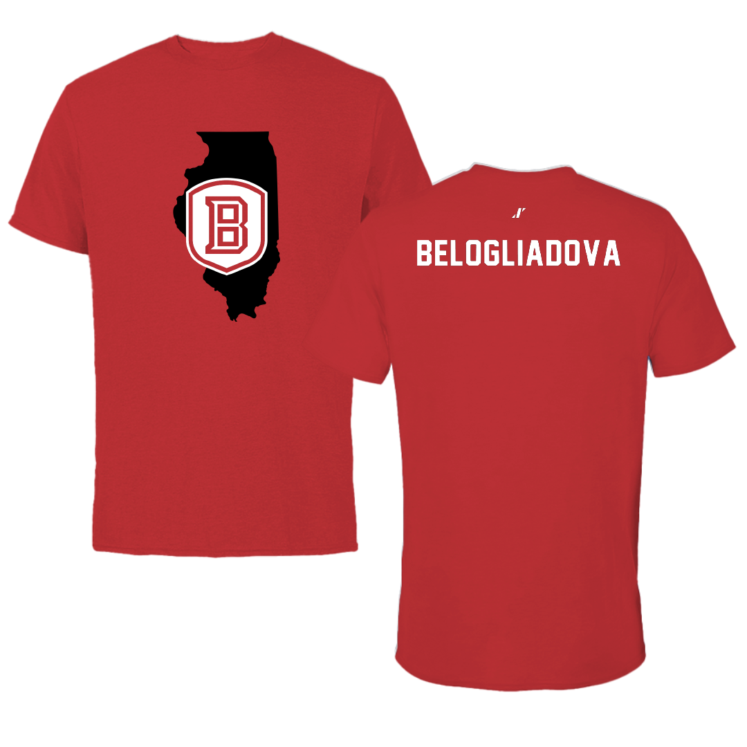 Bradley University Tennis Red State Tee - Anna Belogliadova