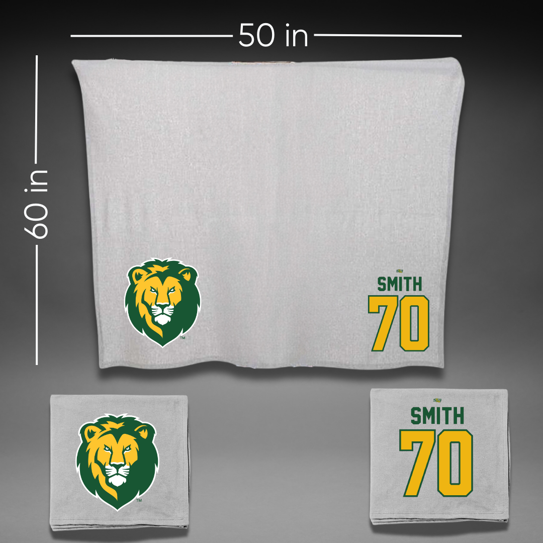 Southeastern Louisiana University Football Gray Blanket - #70 Nicholas Smith