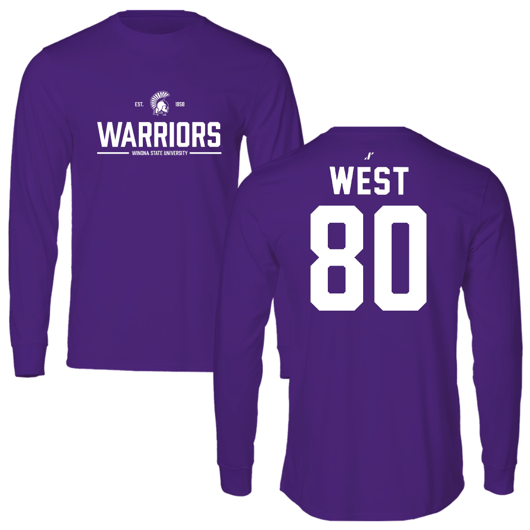 Winona State University Football Purple General Long Sleeve - #80 Jaylen West
