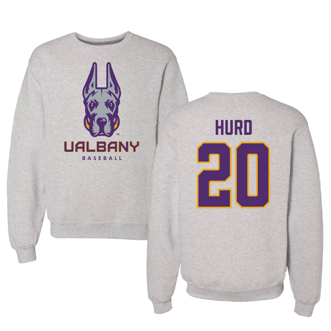 University at Albany Baseball Gray Crewneck - #20 Justin Hurd
